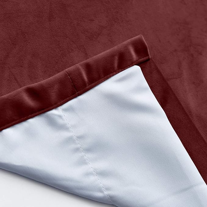 ChadMade Blackout Lined Premium Velvet Curtain Burgundy 72Wx102L Inch, Eyelet - Image 5