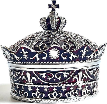 Crown Shape Jewelry Chest, Yurt Style Vintage Metal Gem Box, Round Alloy Retro by Unknown