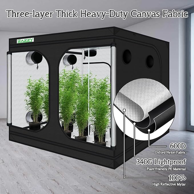 zazzy Large Grow Tent 96"x96"x78", High Reflective Mylar Grow Room - Image 5