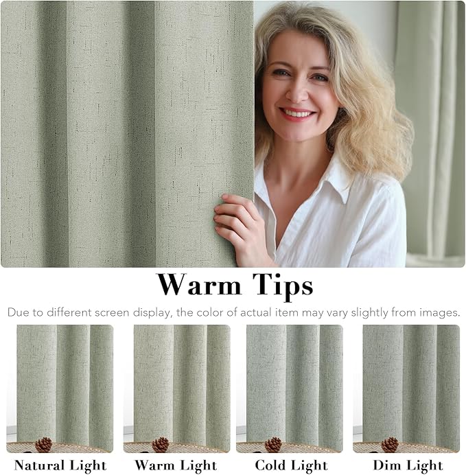 H.VERSAILTEX Linen Blackout Curtains 45 Inches Long 100% Absolutely Blackout - Image 5