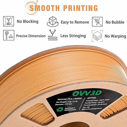 OVV3D PLA Filament 1.75mm, Wood 3D Printer Filament, Matte and Frosted 3D - Image 5
