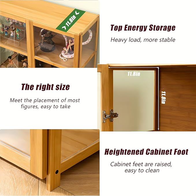 Display Cabinet with Acrylic Glass Doors, Tall Storage Cabinet with Adjustable - Image 5