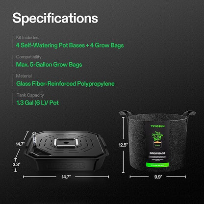 VIVOSUN 4-Pack FlexFeed Self-Watering Pots - Image 9