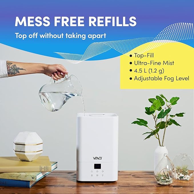 VEVA Humidifiers for Bedroom Large Room 4.5L, Cool Mist Water Vaporizer - Image 4