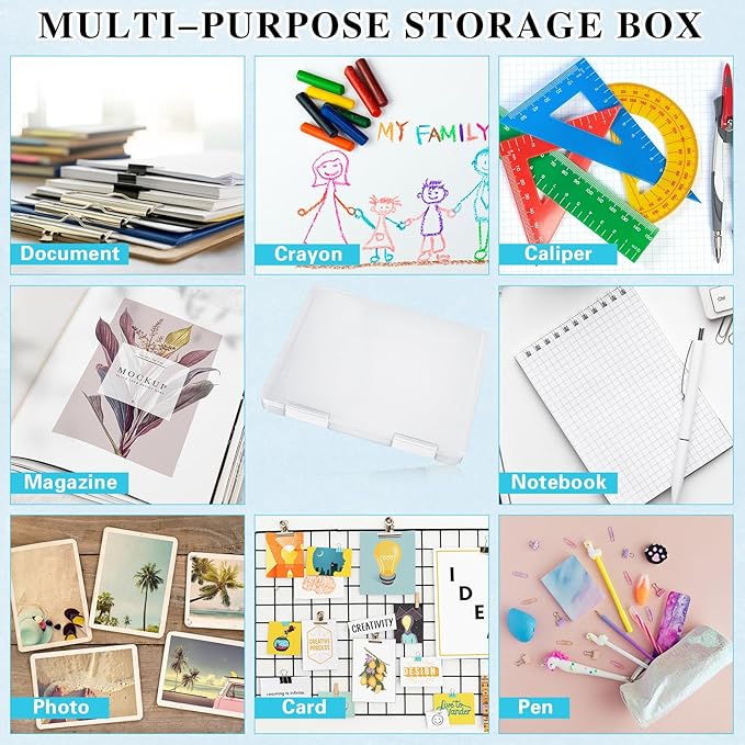 PerKoop 6 Pcs Clear Paper Storage Box A4 Plastic File Box Document Paper - Image 5