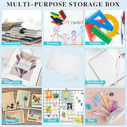 PerKoop 6 Pcs Clear Paper Storage Box A4 Plastic File Box Document Paper - Image 5