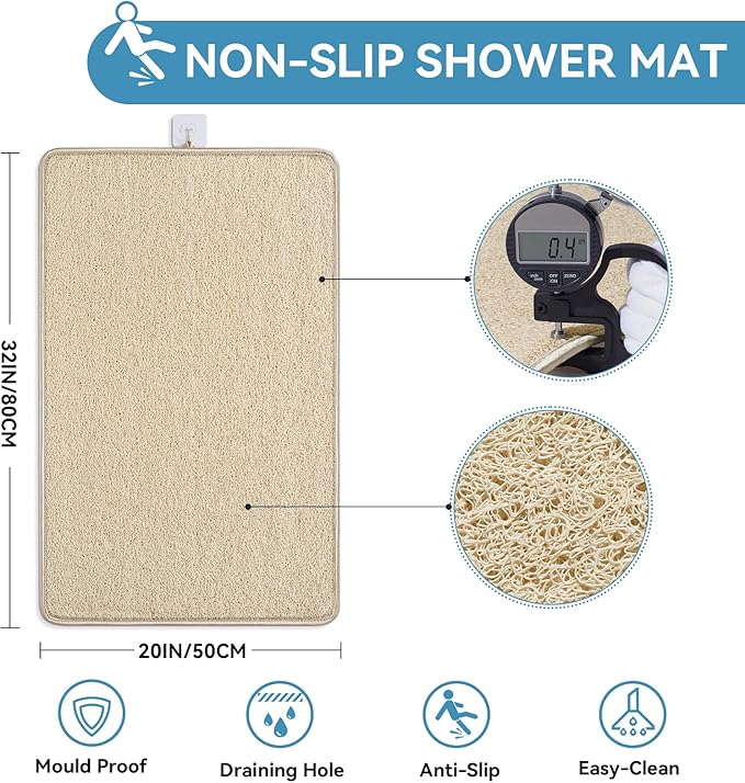 Non Slip Shower Mat Bathtub Mat 20x32 Inch, Quick Dry Bath Mat - Image 3