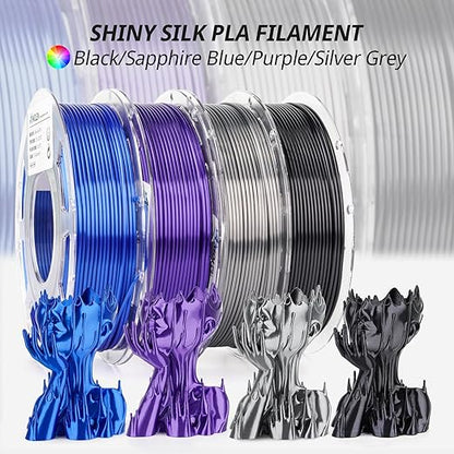 AMOLEN Silk 3D Printer Filament Bundle, PLA Filament 1.75mm Pack, Shiny 3D - Image 2