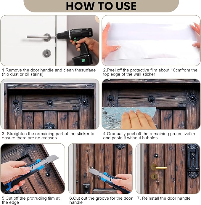 3D Door Stickers, Peel and Stick Vinyl Wallpaper, Self-Adhesive Mural - Image 5