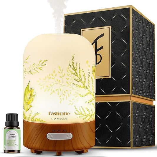 Essential Oil Diffuser Hand Blown Glass, 100ml Small Aromatherapy Diffuser by Fashome