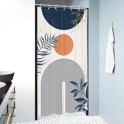 Small Stall Boho Shower Curtain 36Wx72H Navy Blue Modern Bohemian Mid Century - Image 3