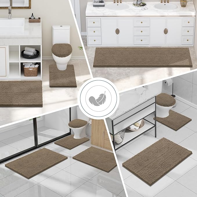 Smiry Luxury Chenille Bathroom Rugs 45x27, Extra Soft and Absorbent Shaggy Bath - Image 7