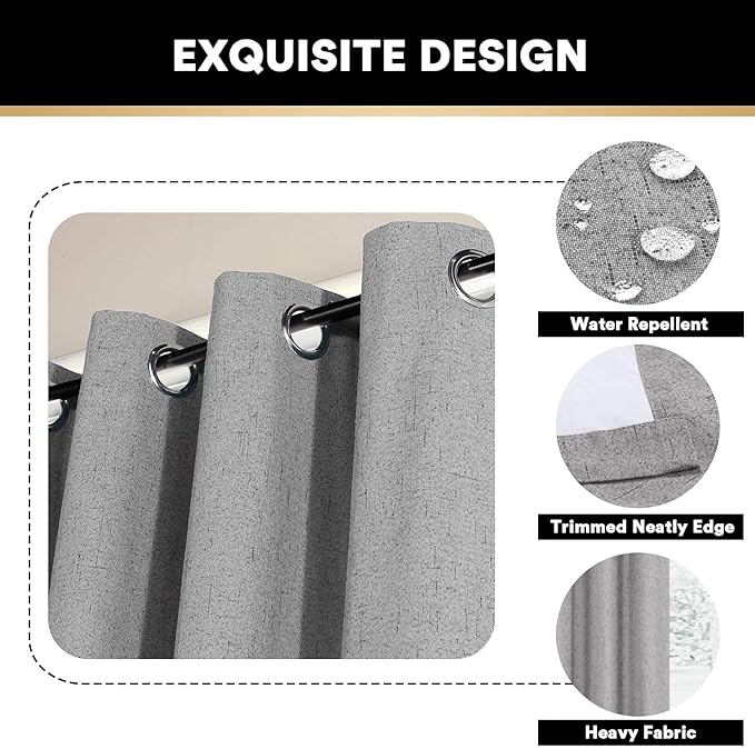 PrinceDeco Light Grey Blackout Curtains 54 Inches Long, Short Blackout Curtains - Image 6