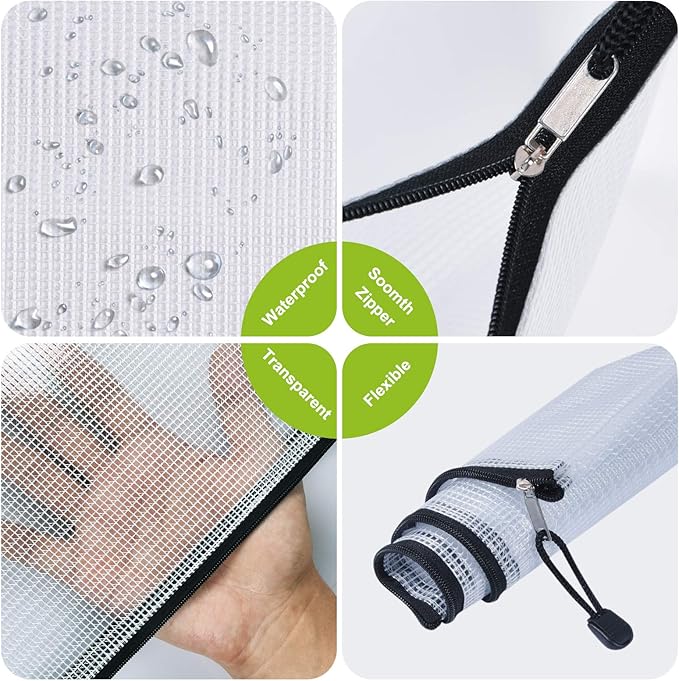 Mesh Zipper Pouch, B5 Size Tear-Resistant Document Pouch, Extra Large Zip File - Image 6