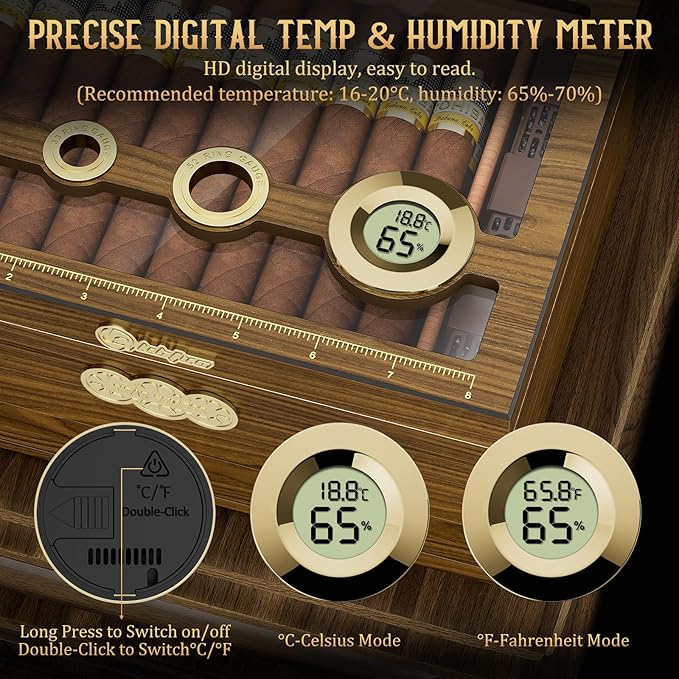Cigar Humidor, Glass Top Desktop Cigars Case - Image 7
