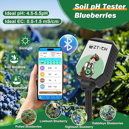 Bluetooth Soil pH EC Tester, Smart Plant pH Fertility Meter, 8 in 1 pH EC - Image 3