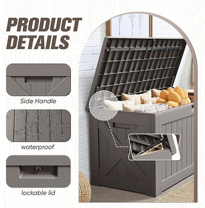 JUMMICO 120 Gallon Resin Deck Box, Large Outdoor Storage Box Waterproof & - Image 2