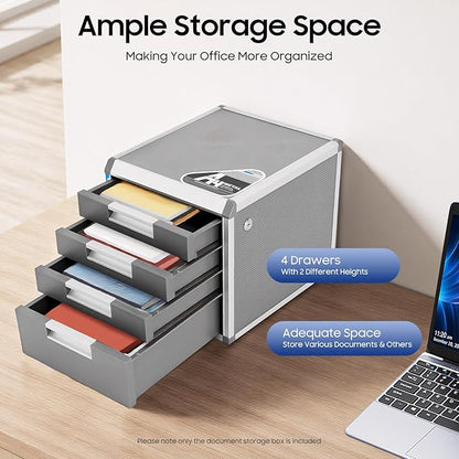 Metal Drawer Box, 4 Drawers Drawer Box luminium Alloy File Organiser, File - Image 4