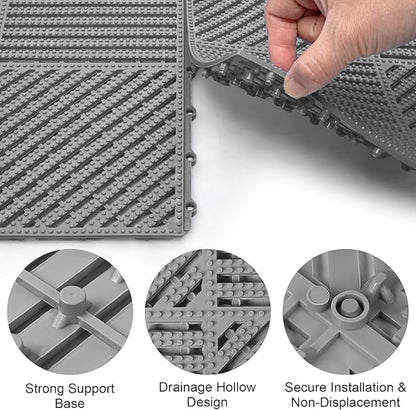 MYFAMIREA Modular Interlocking Cushion 12 Pack 11.8" x 11.8" Rubber Floor Tiles - Image 4