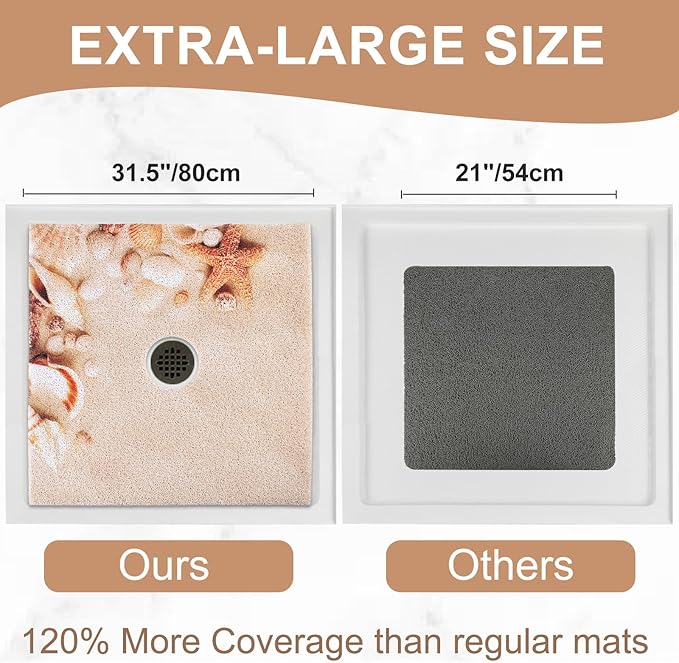 Square Shower Mat Non Slip: 32x32 Inch Extra Large Shower Mats - Image 2