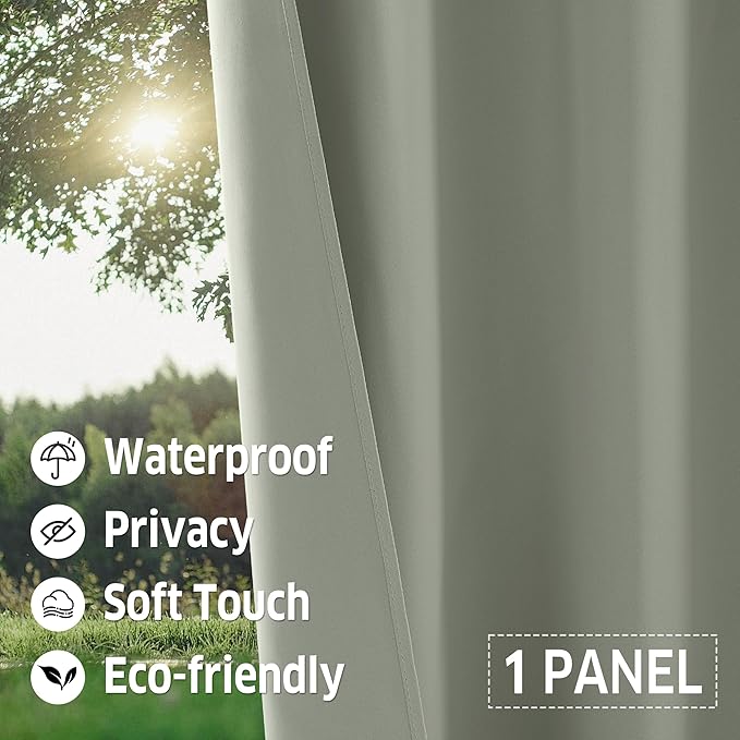RYB HOME Outdoor Curtains for Patio Waterproof Tab Top Block Sunlight Thermal - Image 5