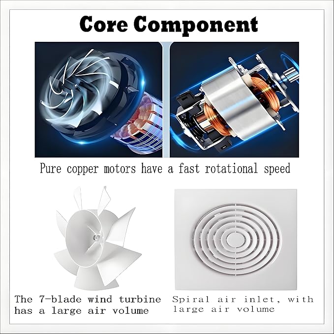 6 Inch Exhaust Fan Bathroom Exhaust Fan Damper ABS Waterproof Ventilation Fan - Image 6