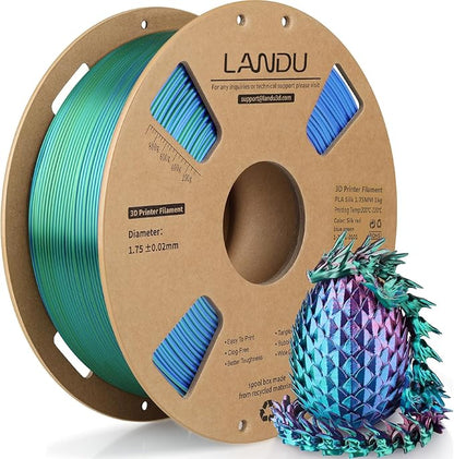 LANDU Silk Tri-Color PLA Filament 1.75mm 1Kg, Triple Color Silk PLA Filament by LANDU