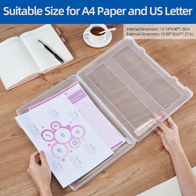 4 Pack Large A4 Paper document Box, Arts Supply Storage Organizer Box Scrapbook - Image 2
