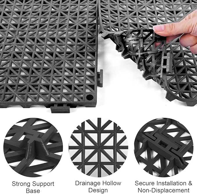 MYFAMIREA Modular Interlocking Cushion 24 Pack 11.8" x 11.8" Rubber Floor Tiles - Image 4