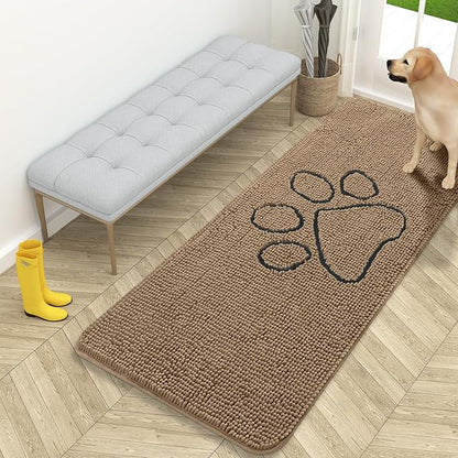 OLANLY Dog Door Mat for Muddy Paws 59x24, Paw Print Design, Absorbs Moisture by OLANLY