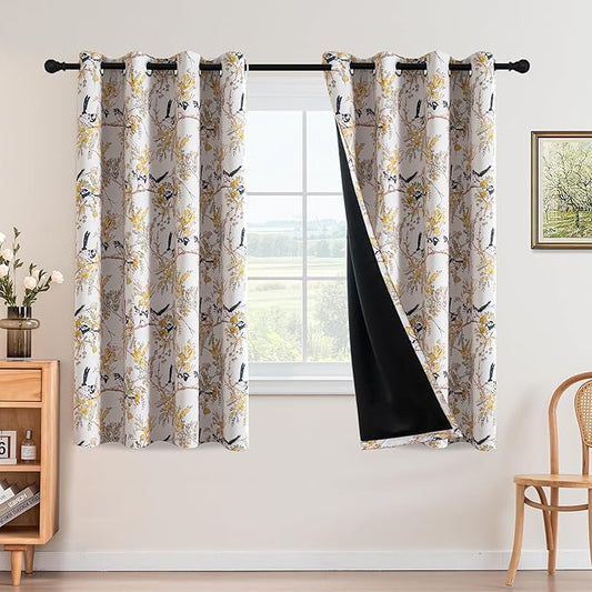 H.VERSAILTEX Floral 100% Blackout Curtains 63 inch Length 2 Panels Vintage by HVERSAILTEX
