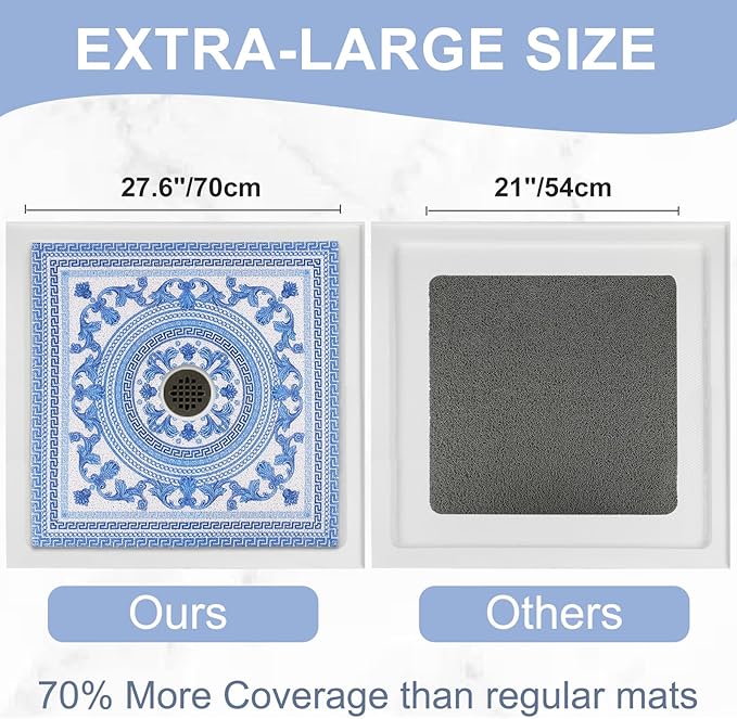 Square Shower Mat Non Slip: 27x27 Inch Extra Large Shower Mats - Image 2