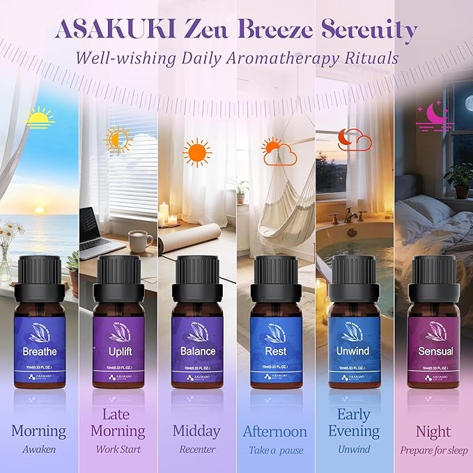 ASAKUKI Essential Oils for Diffuser – 6 Mood Essential Oil Blends for Morning - Image 2