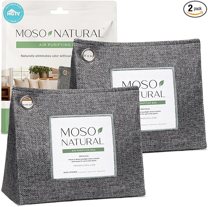 Moso Natural Air Purifying Bag 600g, Premium Bamboo Charcoal Odor Absorber by MosoNatural