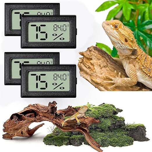 Reptile Thermometer and Humidity Gauge, Chameleon Cage, Tree Frog Terrarium by Vodolo