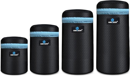 Lightdow 4pcs Pack Lens Pouch 5mm Thick Soft Neoprene DSLR Lens Bag by Lightdow