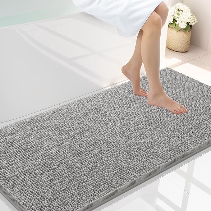 Smiry Luxury Chenille Bathroom Rugs 47x24, Extra Soft and Absorbent Shaggy Bath by Smiry