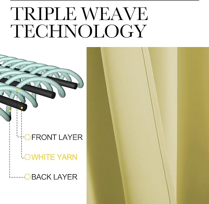 NICETOWN Blackout Curtains Window Draperies, Paler Yellow, 70 by 95 inches Long - Image 3