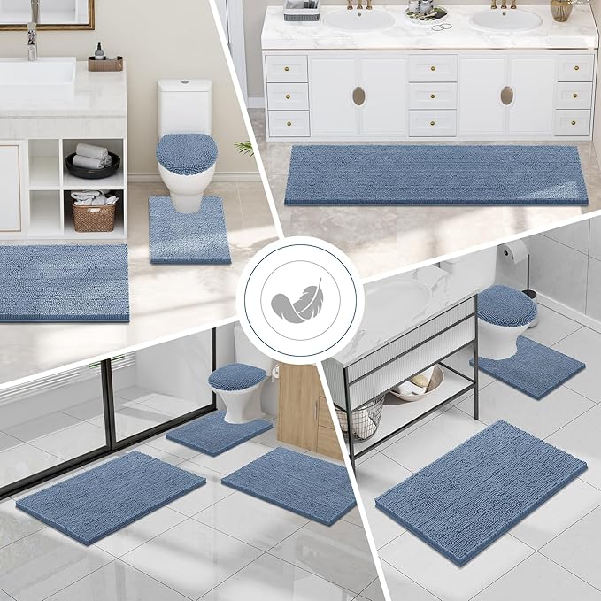 Smiry Luxury Chenille Bathroom Rugs 34x21, Extra Soft and Absorbent Shaggy Bath - Image 7