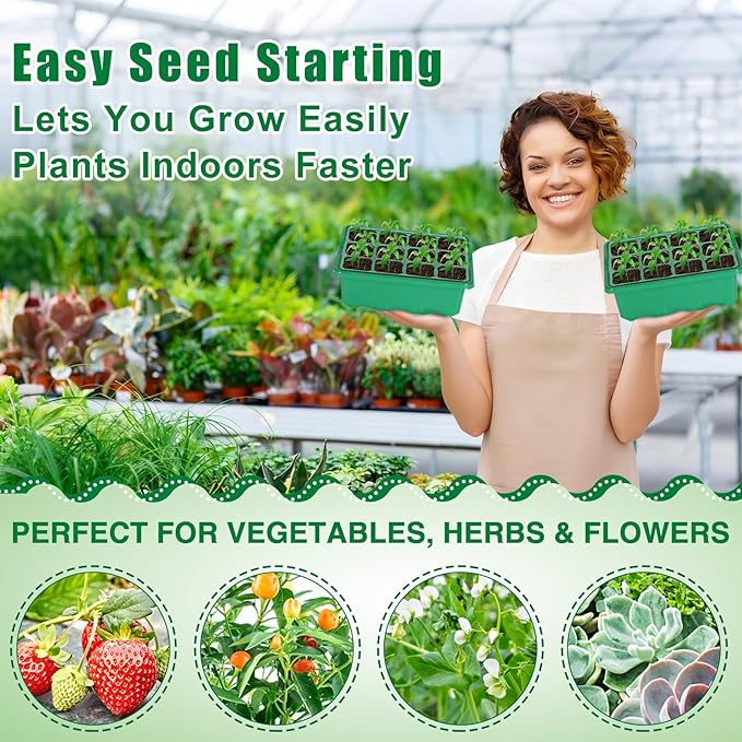 Seed Starter Tray with Grow Light & Heat Mat- 4 Pack 48 Cell Durable Easy Use - Image 7