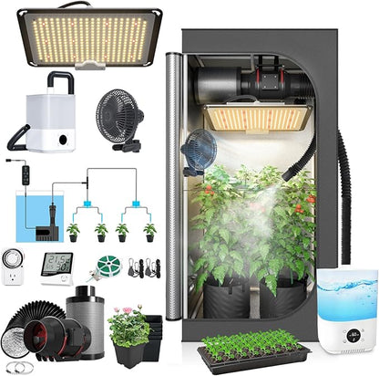 Upgrade Integrated Auto 2'X2' Grow Tent Kit Complete System, S1000 LED Grow by TopoGrow