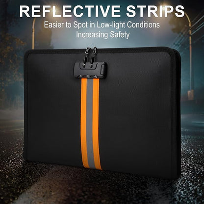 Fireproof Document Bag with Lock，13"×9.2" Fireproof Money Bag，with Zipper and - Image 4