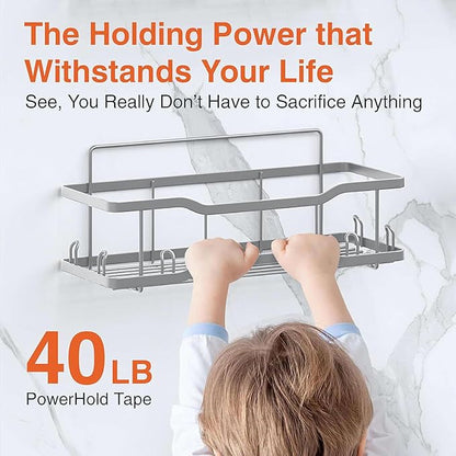 Shower Caddy Bathroom Shelves, The Athena Silken 4 Set, 40LB Capacity, Adhesive - Image 3