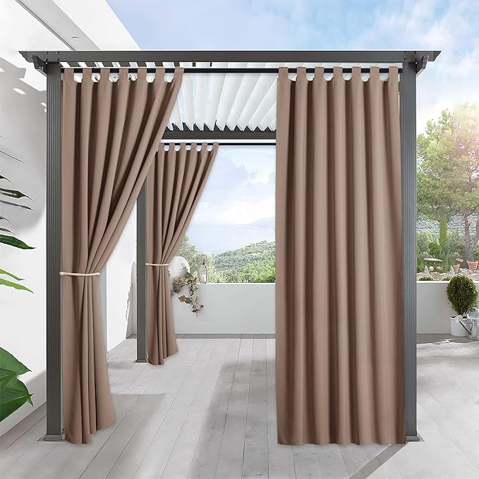 RYB HOME Outdoor Curtains for Patio Waterproof Tab Top Block Sunlight Thermal by RYBHOME