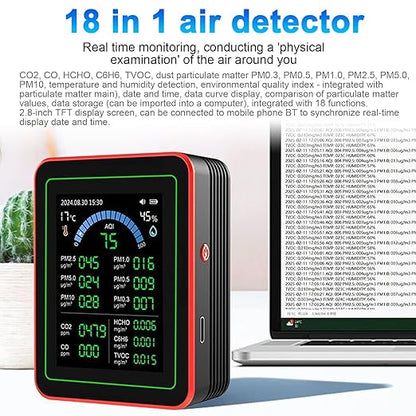 18 in 1 Air Quality Monitor Weytoll Smart Air Quality Tester Temperature and - Image 4