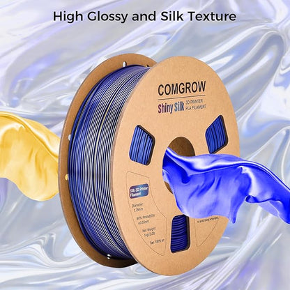 Comgrow Silk PLA 3D Printer Filament, Dual Color 2 in 1 Golden and Blue - Image 2
