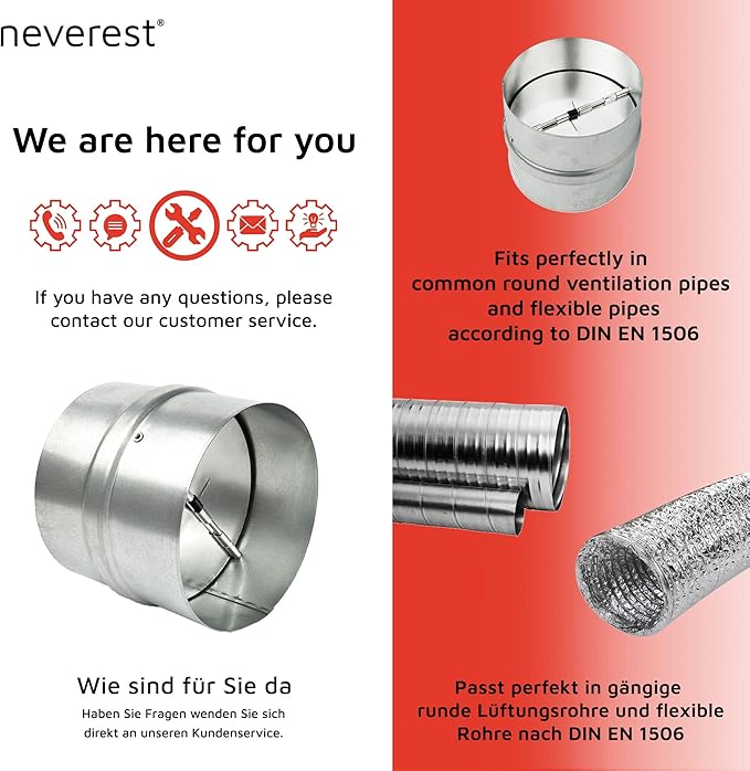 neverest® RK 5" Professional Backdraft Shutter Damper Connector Duct Fits Only - Image 6