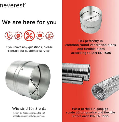 neverest® RK 5" Professional Backdraft Shutter Damper Connector Duct Fits Only - Image 6