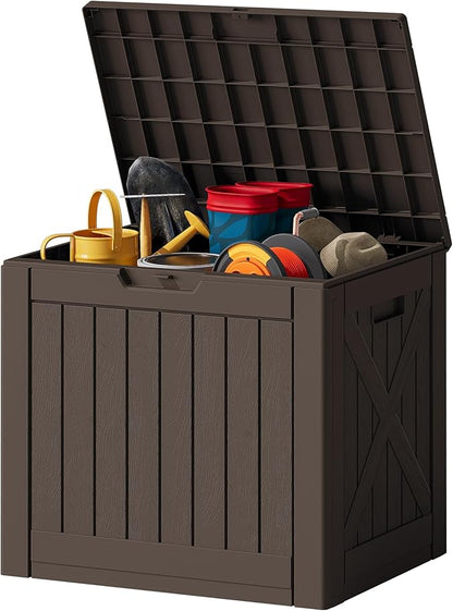 JUMMICO 42 Gallon Deck Box Waterproof, Resin Outdoor Storage Box by JUMMICO
