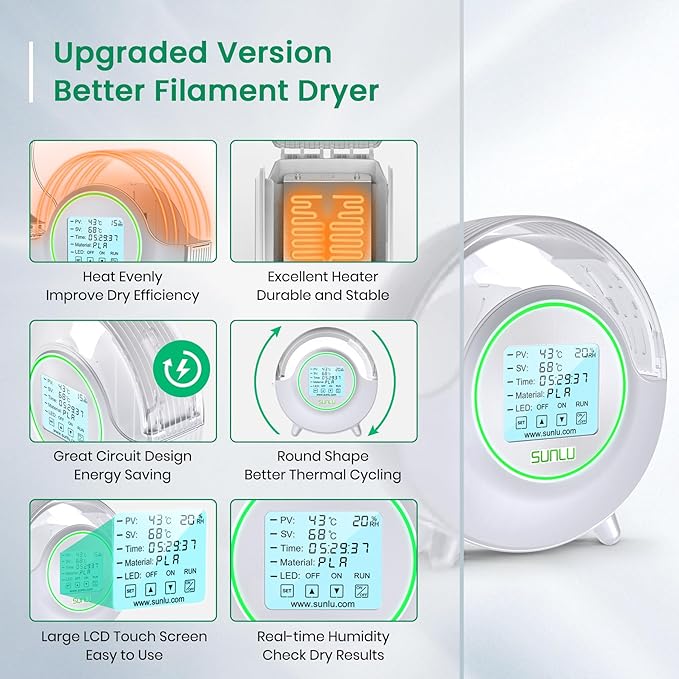 SUNLU Official Filament Dryer S2, Built-in Circulation Fan, 70℃ Max Temperature - Image 4